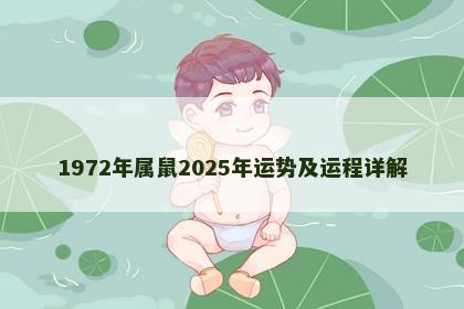 1972年属鼠2025年运势及运程详解