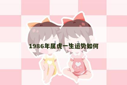 1986年属虎一生运势如何